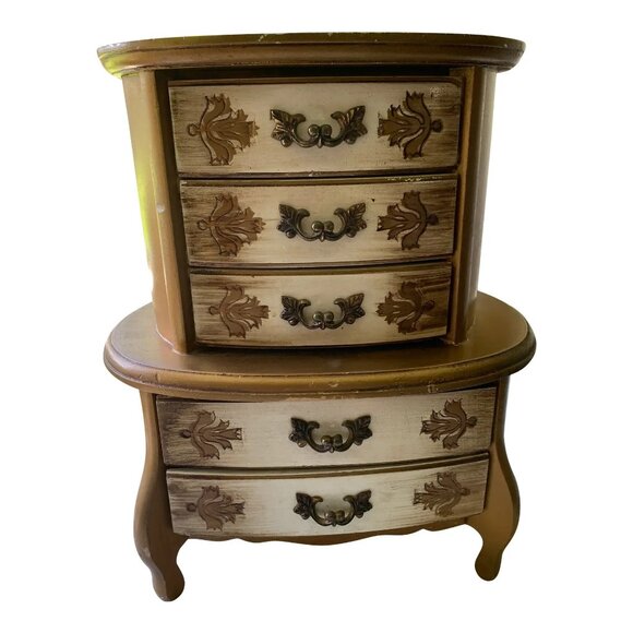 1960's Gold Florentine Musical Jewelry Box 5 Drawer - Picture 11 of 16